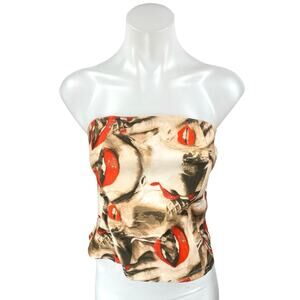NWT PrettyLittleThing Multicolor Printed Strapless Bandeau Crop Tube Tank Top 8